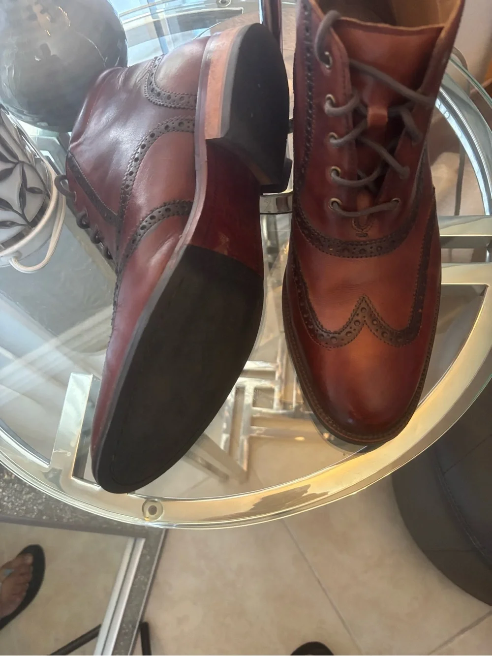 Cole Haan Men's Chestnut Brown Leather Chukka Wingtip Boots